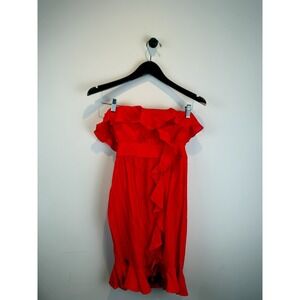 Vintage Y2K NWT Strapless Tomato Girl Red Ruffle Tube Dress Cotton Size M Ya